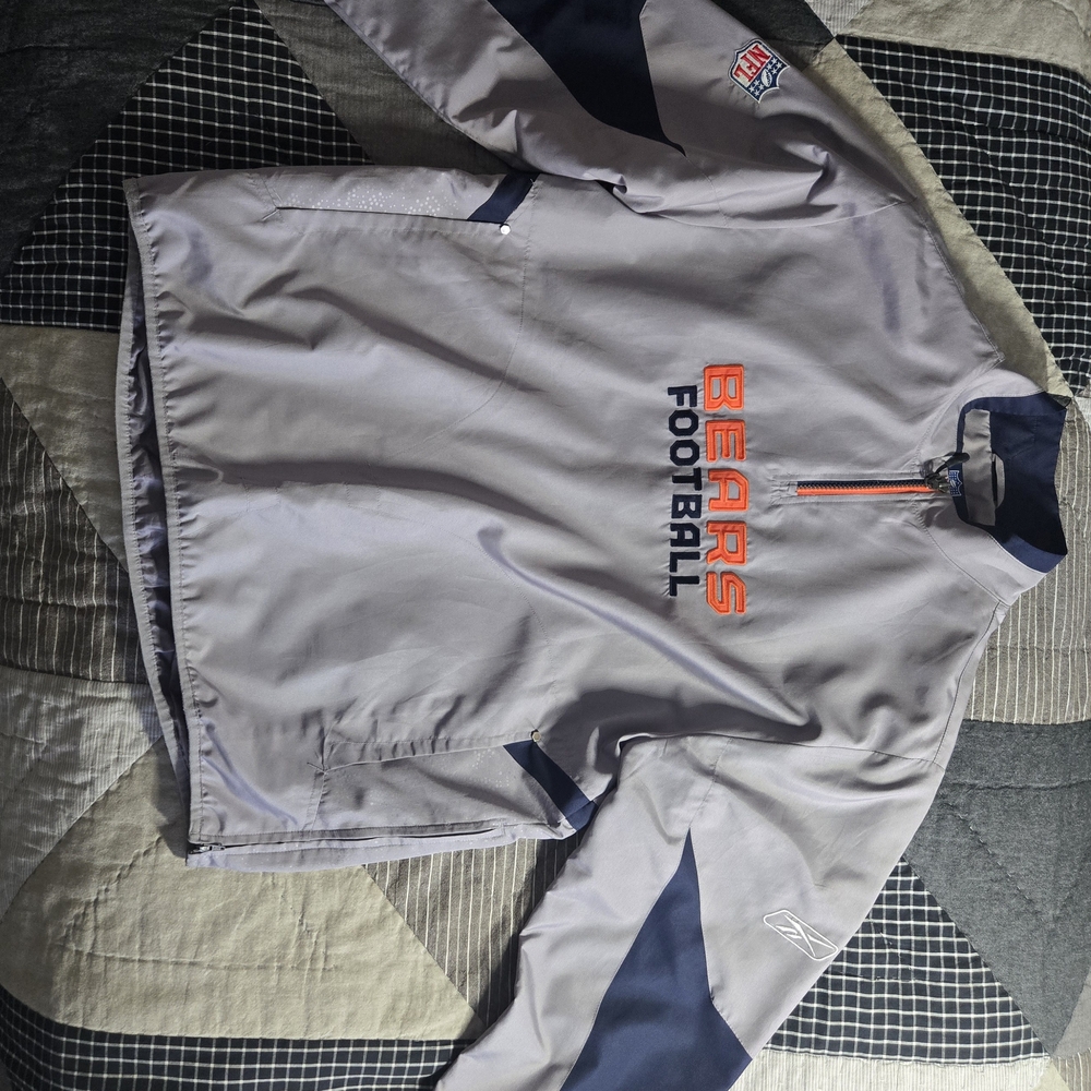 Chicago Bears Mens S Jacket NFL Authentic Sideline Windbreaker Reebok
